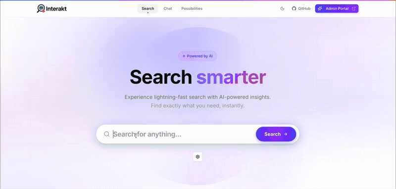 Interakt AI-powered search and chat product demo